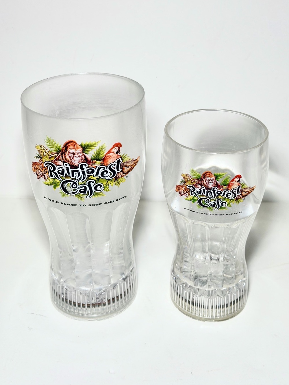 Rainforest Cafe Flashing Light Up Souvenir Cups - Set of 2 (Large & Small)